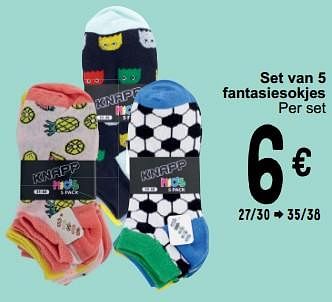 Promoties Set van 5 fantasiesokjes - KNAPP - Geldig van 10/09/2024 tot 23/09/2024 bij Cora