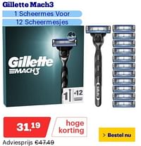 Gillette mach3 1 scheermes voor 12 scheermesjes-Gillette