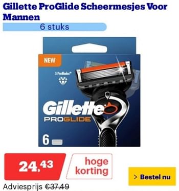 Promoties Gillette proglide scheermesjes voor mannen - Gillette - Geldig van 02/09/2024 tot 08/09/2027 bij Bol.com