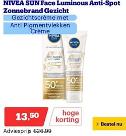 Nivea sun face luminous anti-spot zonnebrand gezicht