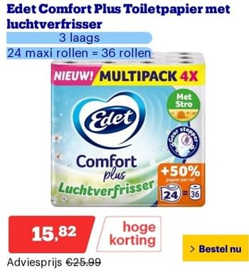 Promoties Edet comfort plus toiletpapier met luchtverfrisser - Edet - Geldig van 02/09/2024 tot 08/09/2027 bij Bol.com