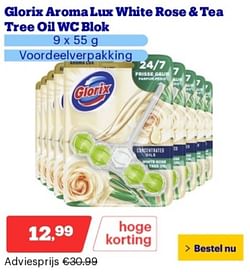 Glorix aroma lux white rose + tea tree oil wc blok