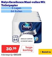 Promoties Nalys excellence maxi-vellen wit toiletpapier - Nalys - Geldig van 02/09/2024 tot 08/09/2027 bij Bol.com