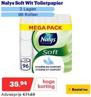 Promoties Nalys soft wit toiletpapier - Nalys - Geldig van 02/09/2024 tot 08/09/2027 bij Bol.com