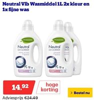 Promoties Neutral vlb wasmiddel kleur en fijne was - neutral - Geldig van 02/09/2024 tot 08/09/2027 bij Bol.com