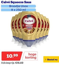 Calvé squeeze saus broodje unox