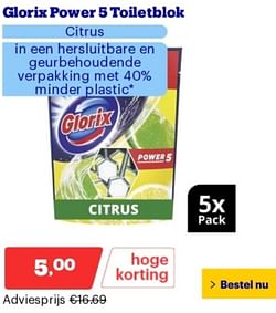 Glorix power 5 toiletblok citrus