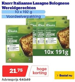 Knorr italiaanse lasagne bolognese wereldgerechten