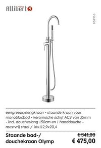 Staande bad-- douchekraan olymp-Allibert