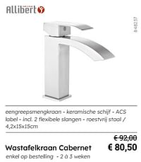 Wastafelkraan cabernet-Allibert