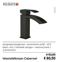 Wastafelkraan cabernet-Allibert