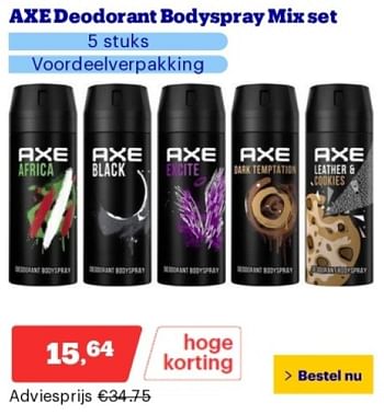 Promoties Axe deodorant bodyspray mix set - Axe - Geldig van 02/09/2024 tot 08/09/2027 bij Bol.com