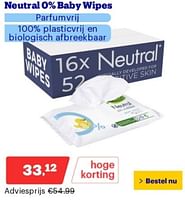 Promoties Neutral 0% baby wipes parfumvrij - neutral - Geldig van 02/09/2024 tot 08/09/2027 bij Bol.com