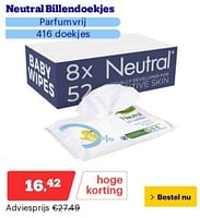 Promoties Neutral billendoekjes parfumvrij - neutral - Geldig van 02/09/2024 tot 08/09/2027 bij Bol.com