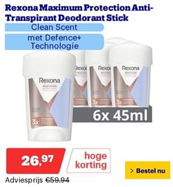 Rexona maximum protection anti- transpirant deodorant stick