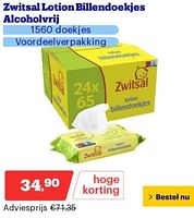 Promoties Zwitsal lotion billendoekjes alcoholvrij - Zwitsal - Geldig van 02/09/2024 tot 08/09/2027 bij Bol.com