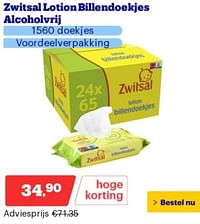 Zwitsal lotion billendoekjes alcoholvrij-Zwitsal