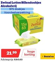 Promoties Zwitsal lotion billendoekjes alcoholvrij - Zwitsal - Geldig van 02/09/2024 tot 08/09/2027 bij Bol.com