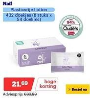 Promoties Naïf plasticvrije lotion doekjes - Naif - Geldig van 02/09/2024 tot 08/09/2027 bij Bol.com