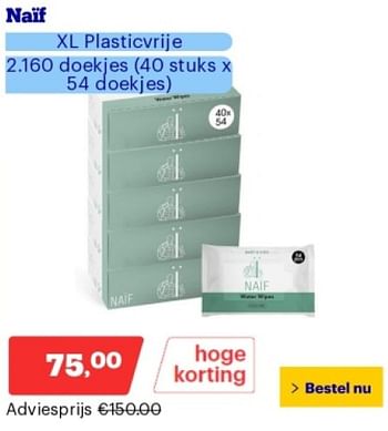 Promoties Naïf xl plasticvrije doekjes - Naif - Geldig van 02/09/2024 tot 08/09/2027 bij Bol.com