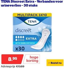 Tena discreet extra-verbanden voor urineverlies