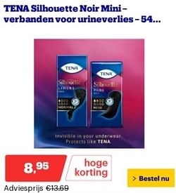 Tena silhouette noir mini - verbanden voor urineverlies