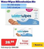 Promoties Water wipes billendoekjes bio - WaterWipes - Geldig van 02/09/2024 tot 08/09/2027 bij Bol.com