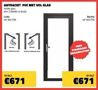 Antraciet pvc met vol glas-Huismerk - Bouwcenter Frans Vlaeminck