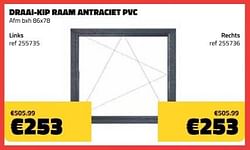 Draai-kip raam antraciet pvc