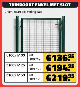 Promoties Tuinpoort enkel met slot - Huismerk - Bouwcenter Frans Vlaeminck - Geldig van 06/09/2024 tot 30/09/2024 bij Bouwcenter Frans Vlaeminck