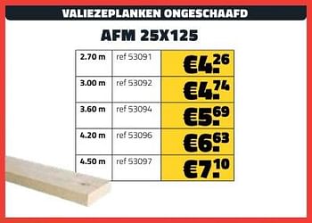 Promoties Valiezeplanken ongeschaafd afm 25x125 - Huismerk - Bouwcenter Frans Vlaeminck - Geldig van 06/09/2024 tot 30/09/2024 bij Bouwcenter Frans Vlaeminck