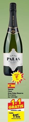 Cava gran palas reserva brut nature-Schuimwijnen