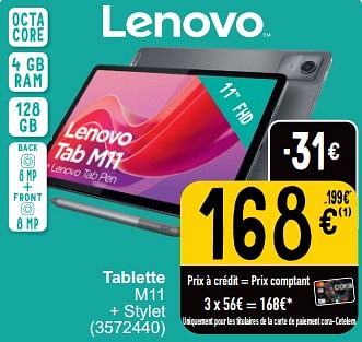 Promotions Lenovo tablette m11 + stylet - Lenovo - Valide de 10/09/2024 à 23/09/2024 chez Cora