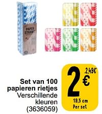 Set van 100 papieren rietjes-Huismerk - Cora