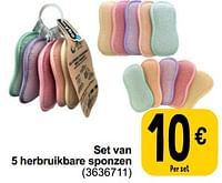 Set van 5 herbruikbare sponzen-Huismerk - Cora