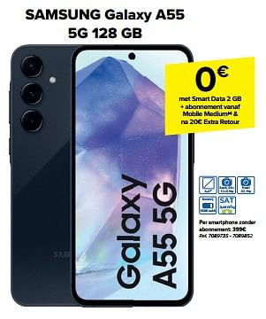 Promoties Samsung galaxy a55 5g 128 gb - Samsung - Geldig van 11/09/2024 tot 23/09/2024 bij Carrefour