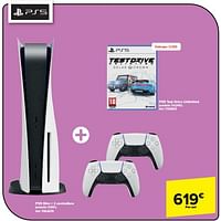 Promoties Sony ps5 slim + 2 controllers + ps5 test drive unlimited - Sony - Geldig van 11/09/2024 tot 23/09/2024 bij Carrefour