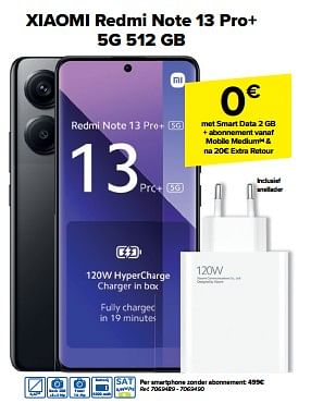 Promoties Xiaomi redmi note 13 pro+ 5g 512 gb - Xiaomi - Geldig van 11/09/2024 tot 23/09/2024 bij Carrefour