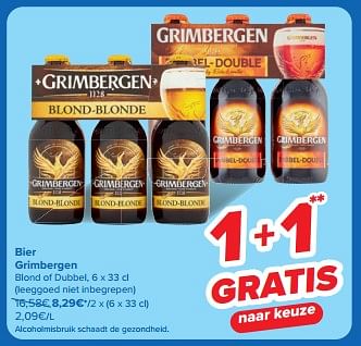 Promoties Bier grimbergen blond of dubbel - Grimbergen - Geldig van 11/09/2024 tot 23/09/2024 bij Carrefour