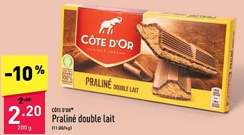 Promoties Praliné double lait - Cote D'Or - Geldig van 16/09/2024 tot 22/09/2024 bij Aldi