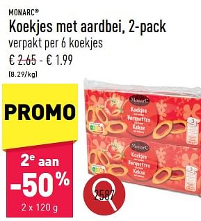 Promoties Koekjes met aardbei - Monarc - Geldig van 16/09/2024 tot 22/09/2024 bij Aldi