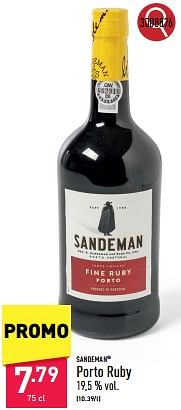 Promoties Porto ruby - Sandeman - Geldig van 16/09/2024 tot 22/09/2024 bij Aldi