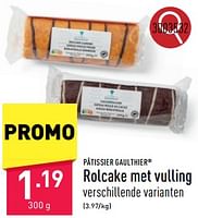 Promoties Rolcake met vulling - Patissier Gaulthier - Geldig van 16/09/2024 tot 22/09/2024 bij Aldi