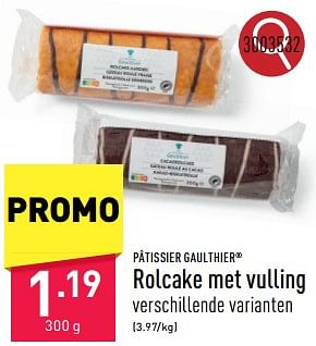 Promoties Rolcake met vulling - Patissier Gaulthier - Geldig van 16/09/2024 tot 22/09/2024 bij Aldi