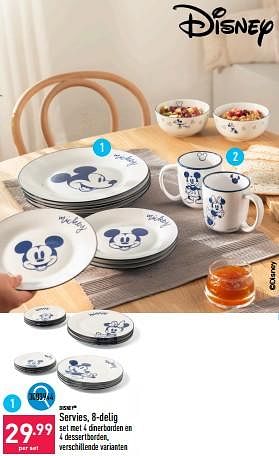 Promoties Servies, 8-delig - Disney - Geldig van 16/09/2024 tot 22/09/2024 bij Aldi