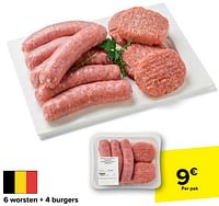 6 worsten + 4 burgers-Huismerk - Carrefour 