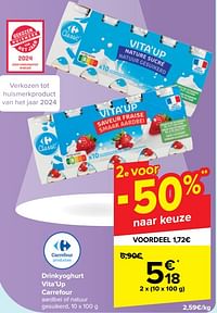 Drinkyoghurt vita’up carrefour aardbei of natuur gesuikerd-Huismerk - Carrefour 