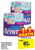 Promoties Keukenpapier gigaroll deco renova - Renova - Geldig van 11/09/2024 tot 23/09/2024 bij Carrefour