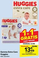 Promoties Luiers maat 6 extra care - Huggies - Geldig van 11/09/2024 tot 23/09/2024 bij Carrefour