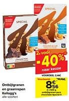 Promoties Ontbijtgranen pure chocolade special k - Kellogg's - Geldig van 11/09/2024 tot 23/09/2024 bij Carrefour